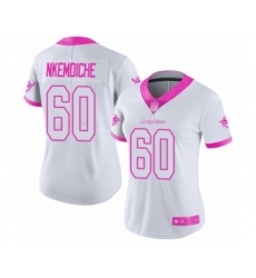 Women's Miami Dolphins #60 Robert Nkemdiche Limited White Pink Rush Fashion Football Jersey