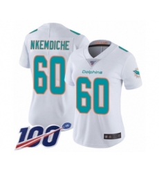 Women's Miami Dolphins #60 Robert Nkemdiche White Vapor Untouchable Limited Player 100th Season Football Jersey