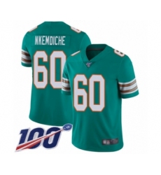 Youth Miami Dolphins #60 Robert Nkemdiche Aqua Green Alternate Vapor Untouchable Limited Player 100th Season Football Jersey