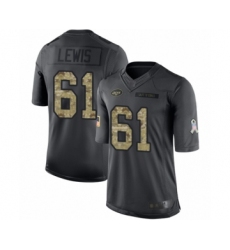 Men's New York Jets #61 Alex Lewis Limited Black 2016 Salute to Service Football Jersey