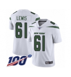 Youth New York Jets #61 Alex Lewis White Vapor Untouchable Limited Player 100th Season Football Jersey