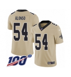 Men's New Orleans Saints #54 Kiko Alonso Limited Gold Inverted Legend 100th Season Football Jersey