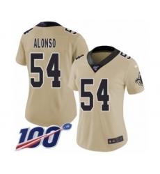 Women's New Orleans Saints #54 Kiko Alonso Limited Gold Inverted Legend 100th Season Football Jersey