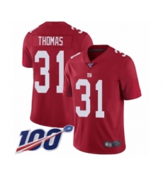 Men's New York Giants #31 Michael Thomas Red Limited Red Inverted Legend 100th Season Football Jersey