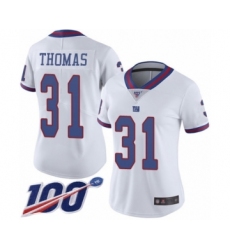 Women's New York Giants #31 Michael Thomas Limited White Rush Vapor Untouchable 100th Season Football Jersey