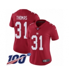 Women's New York Giants #31 Michael Thomas Red Limited Red Inverted Legend 100th Season Football Jersey