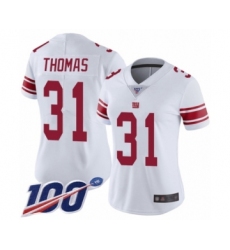 Women's New York Giants #31 Michael Thomas White Vapor Untouchable Limited Player 100th Season Football Jersey