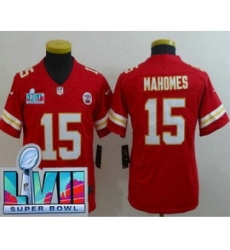 Youth Kansas City Chiefs #15 Patrick Mahomes Limited Red Super Bowl LVII Vapor Jersey