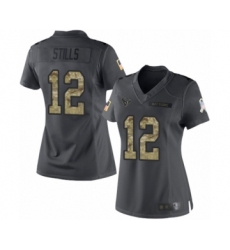 Women's Houston Texans #12 Kenny Stills Limited Black 2016 Salute to Service Football Jersey