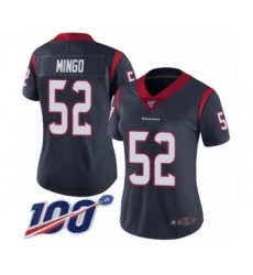 Women's Houston Texans #52 Barkevious Mingo Navy Blue Team Color Vapor Untouchable Limited Player 100th Season Football Jersey
