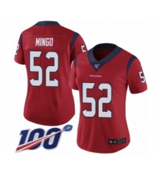 Women's Houston Texans #52 Barkevious Mingo Red Alternate Vapor Untouchable Limited Player 100th Season Football Jersey