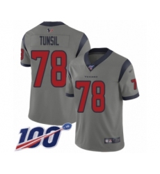 Men's Houston Texans #78 Laremy Tunsil Limited Gray Inverted Legend 100th Season Football Jersey