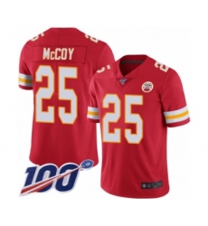 Men's Kansas City Chiefs #25 LeSean McCoy Red Team Color Vapor Untouchable Limited Player 100th Season Football Jersey
