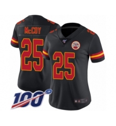 Women's Kansas City Chiefs #25 LeSean McCoy Limited Black Rush Vapor Untouchable 100th Season Football Jersey