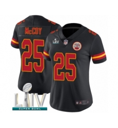 Women's Kansas City Chiefs #25 LeSean McCoy Limited Black Rush Vapor Untouchable Super Bowl LIV Bound Football Jersey