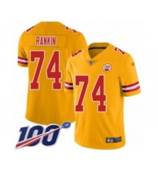 Men's Kansas City Chiefs #74 Martinas Rankin Limited Gold Inverted Legend 100th Season Football Jersey