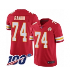 Men's Kansas City Chiefs #74 Martinas Rankin Red Team Color Vapor Untouchable Limited Player 100th Season Football Jersey