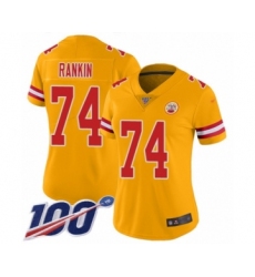 Women's Kansas City Chiefs #74 Martinas Rankin Limited Gold Inverted Legend 100th Season Football Jersey