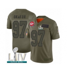 Youth Kansas City Chiefs #97 Alex Okafor Limited Olive 2019 Salute to Service Super Bowl LIV Bound Football Jersey