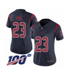 Women's Houston Texans #23 Carlos Hyde Limited Navy Blue Rush Vapor Untouchable 100th Season Football Jersey