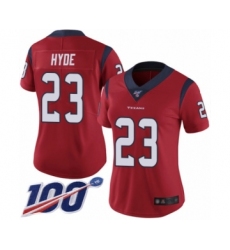 Women's Houston Texans #23 Carlos Hyde Red Alternate Vapor Untouchable Limited Player 100th Season Football Jersey