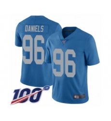 Men's Detroit Lions #96 Mike Daniels Blue Alternate Vapor Untouchable Limited Player 100th Season Football Jersey