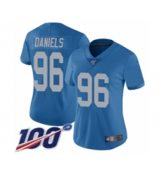 Women's Detroit Lions #96 Mike Daniels Blue Alternate Vapor Untouchable Limited Player 100th Season Football Jersey