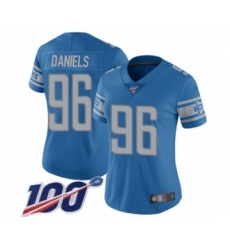 Women's Detroit Lions #96 Mike Daniels Blue Team Color Vapor Untouchable Limited Player 100th Season Football Jersey