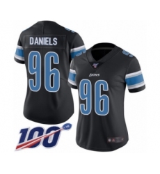 Women's Detroit Lions #96 Mike Daniels Limited Black Rush Vapor Untouchable 100th Season Football Jersey