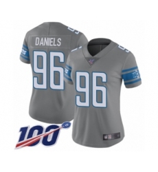 Women's Detroit Lions #96 Mike Daniels Limited Steel Rush Vapor Untouchable 100th Season Football Jersey