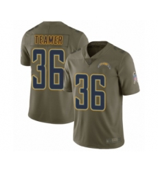 Men's Los Angeles Chargers #36 Roderic Teamer Limited Olive 2017 Salute to Service Football Jersey