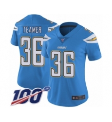 Women's Los Angeles Chargers #36 Roderic Teamer Electric Blue Alternate Vapor Untouchable Limited Player 100th Season Football Jersey