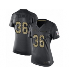 Women's Los Angeles Chargers #36 Roderic Teamer Limited Black 2016 Salute to Service Football Jersey