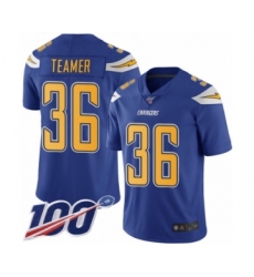 Youth Los Angeles Chargers #36 Roderic Teamer Limited Electric Blue Rush Vapor Untouchable 100th Season Football Jersey