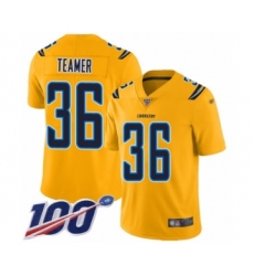Youth Los Angeles Chargers #36 Roderic Teamer Limited Gold Inverted Legend 100th Season Football Jersey
