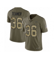 Youth Los Angeles Chargers #36 Roderic Teamer Limited Olive Camo 2017 Salute to Service Football Jersey