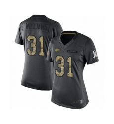 Women's Kansas City Chiefs #31 Darrel Williams Limited Black 2016 Salute to Service Football Jersey