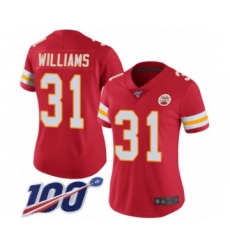 Women's Kansas City Chiefs #31 Darrel Williams Red Team Color Vapor Untouchable Limited Player 100th Season Football Jersey