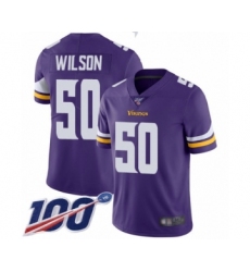 Men's Minnesota Vikings #50 Eric Wilson Purple Team Color Vapor Untouchable Limited Player 100th Season Football Jersey
