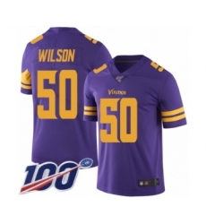 Youth Minnesota Vikings #50 Eric Wilson Limited Purple Rush Vapor Untouchable 100th Season Football Jersey