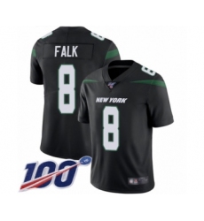 Men's New York Jets #8 Luke Falk Black Alternate Vapor Untouchable Limited Player 100th Season Football Jersey