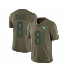 Men's New York Jets #8 Luke Falk Limited Olive 2017 Salute to Service Football Jersey