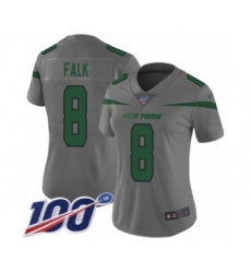 Women's New York Jets #8 Luke Falk Limited Gray Inverted Legend 100th Season Football Jersey