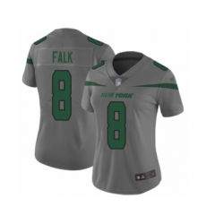 Women's New York Jets #8 Luke Falk Limited Gray Inverted Legend Football Jersey