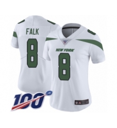 Women's New York Jets #8 Luke Falk White Vapor Untouchable Limited Player 100th Season Football Jersey