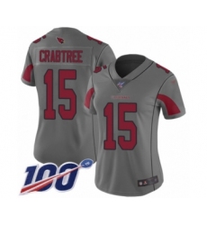 Women's Arizona Cardinals #15 Michael Crabtree Limited Silver Inverted Legend 100th Season Football Jersey