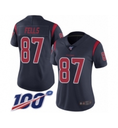 Women's Houston Texans #87 Darren Fells Limited Navy Blue Rush Vapor Untouchable 100th Season Football Jersey