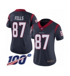Women's Houston Texans #87 Darren Fells Navy Blue Team Color Vapor Untouchable Limited Player 100th Season Football Jersey