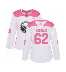 Women's Buffalo Sabres #62 Brandon Montour Authentic Whitev Pink Fashion Hockey Jersey