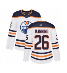 Women's Edmonton Oilers #26 Brandon Manning Authentic White Away Hockey Jersey